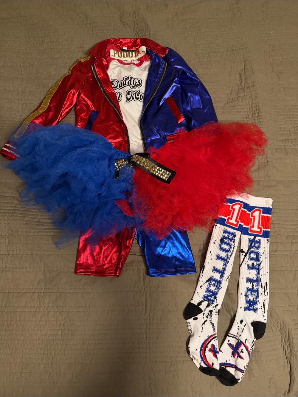 Girls' Red & Blue Superhero Costume Set with Tutu and Socks